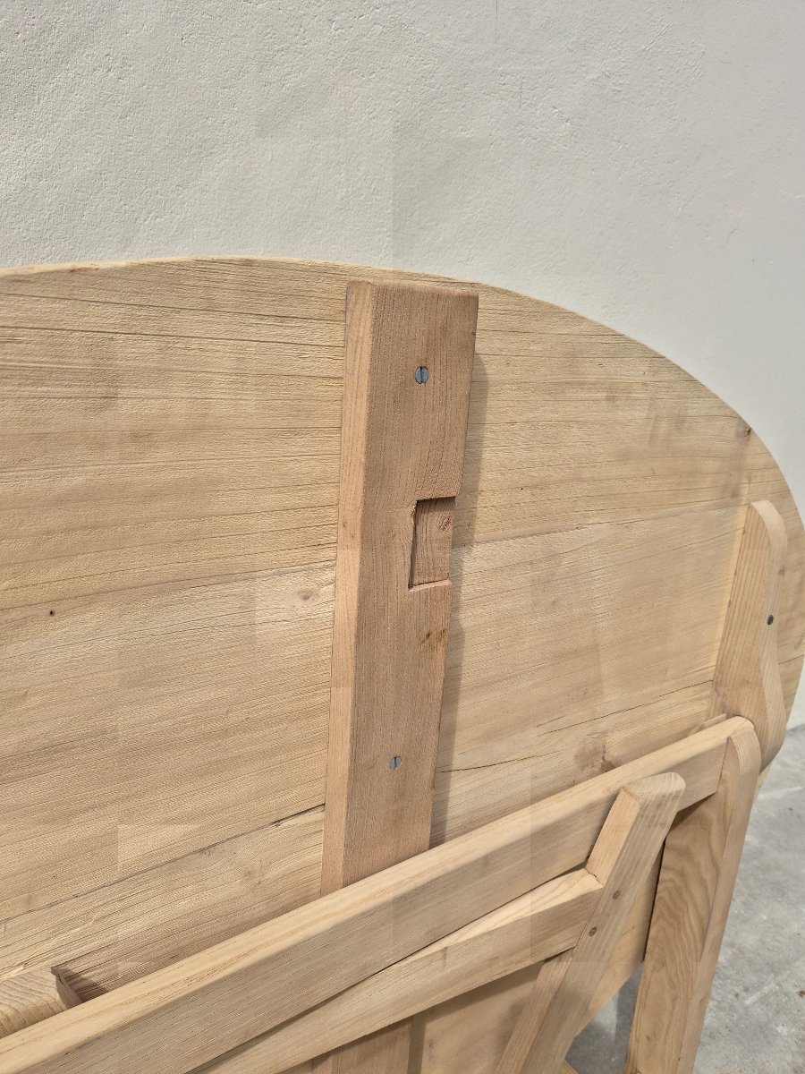 Folding Table Burgundy Winemaker Stripped Old Oval -photo-6