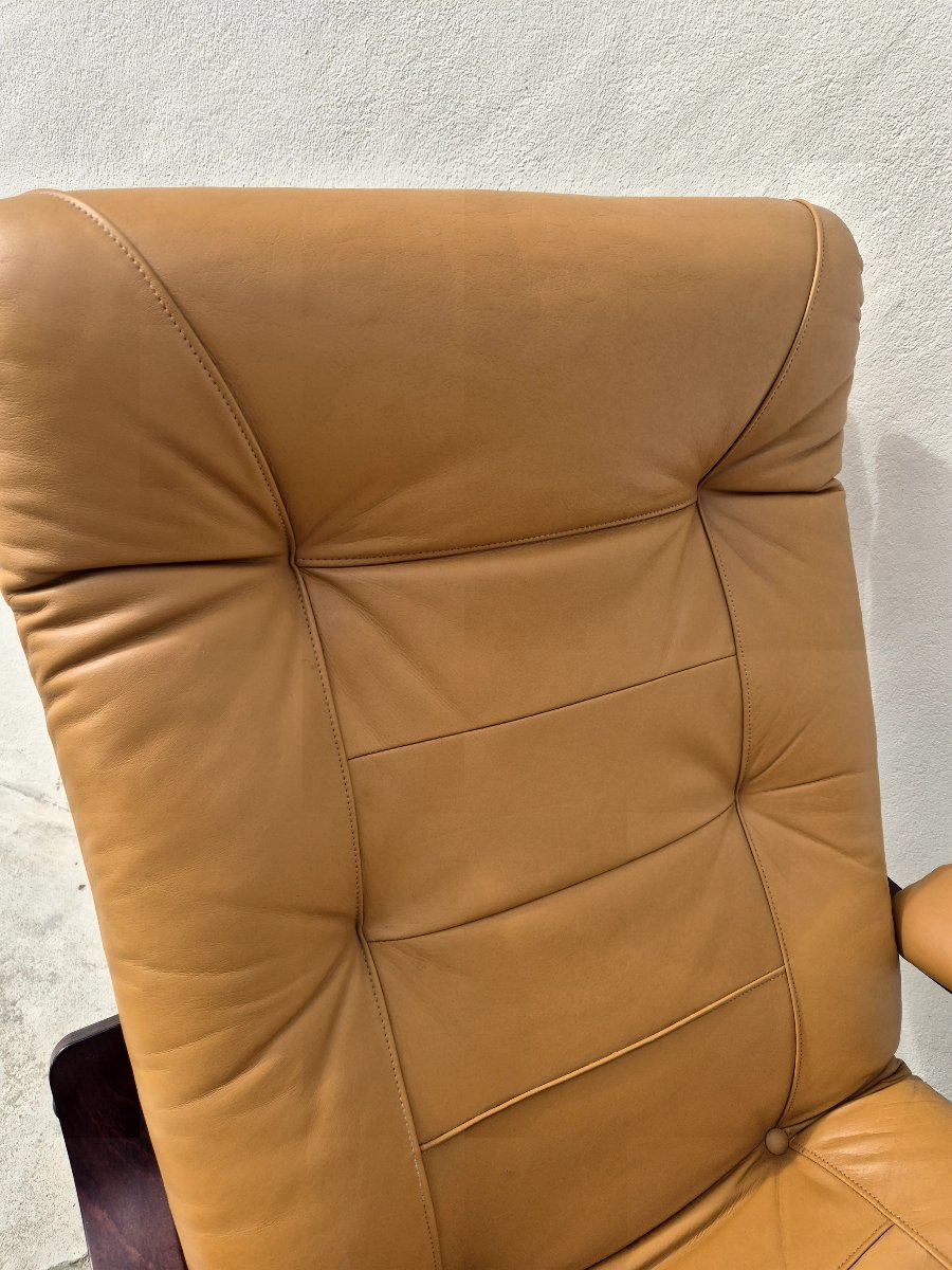Relaxing Armchair With Ottoman, Scandinavian Style, 1980s-photo-8