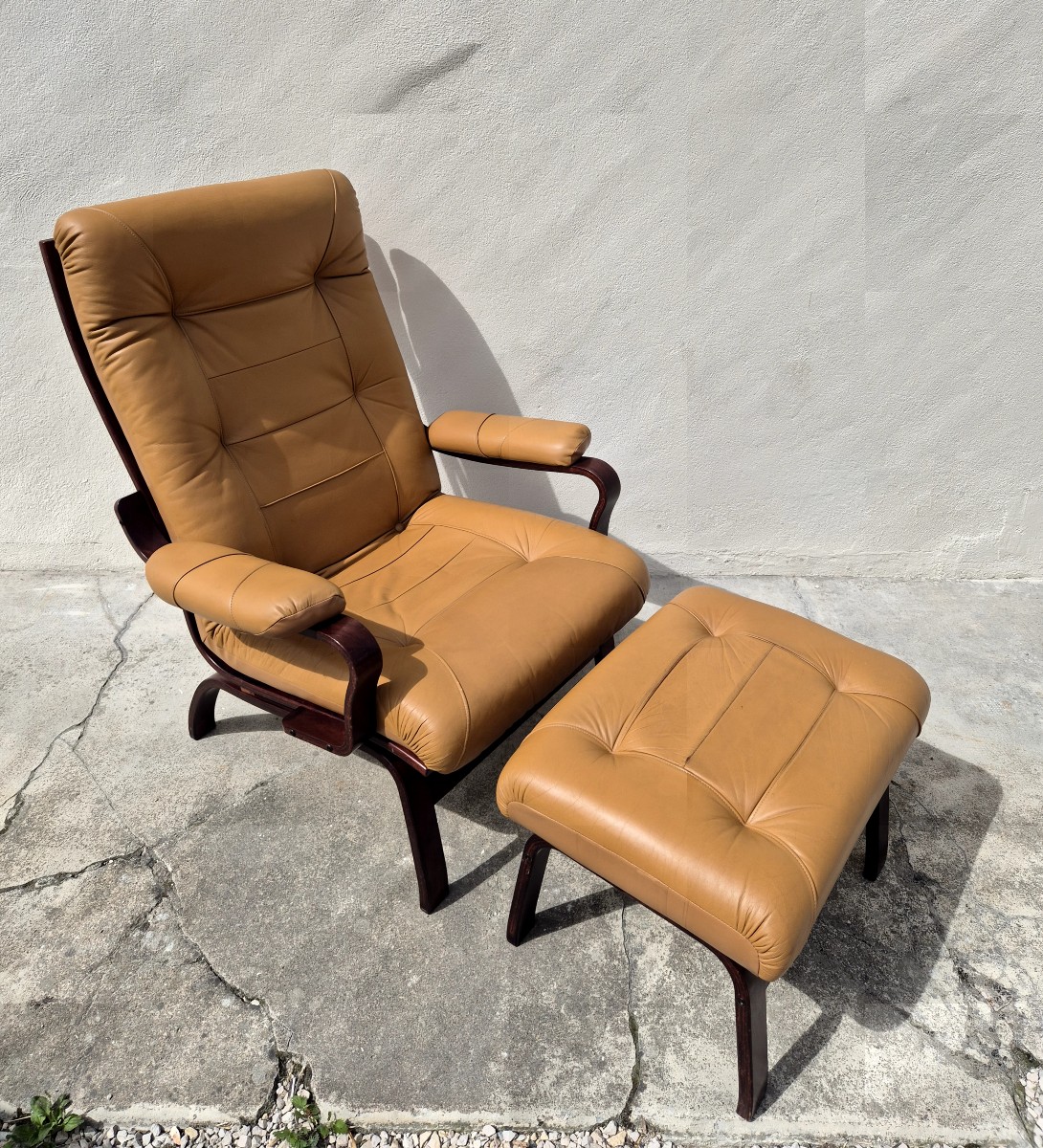Relaxing Armchair With Ottoman, Scandinavian Style, 1980s