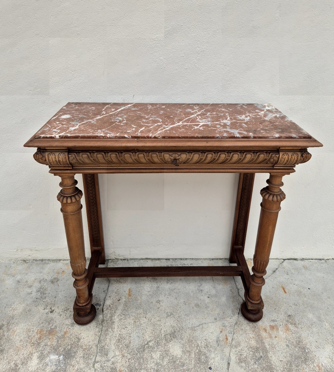 Table d'entrée Console style Henri II époque 19éme en Noyer massif 