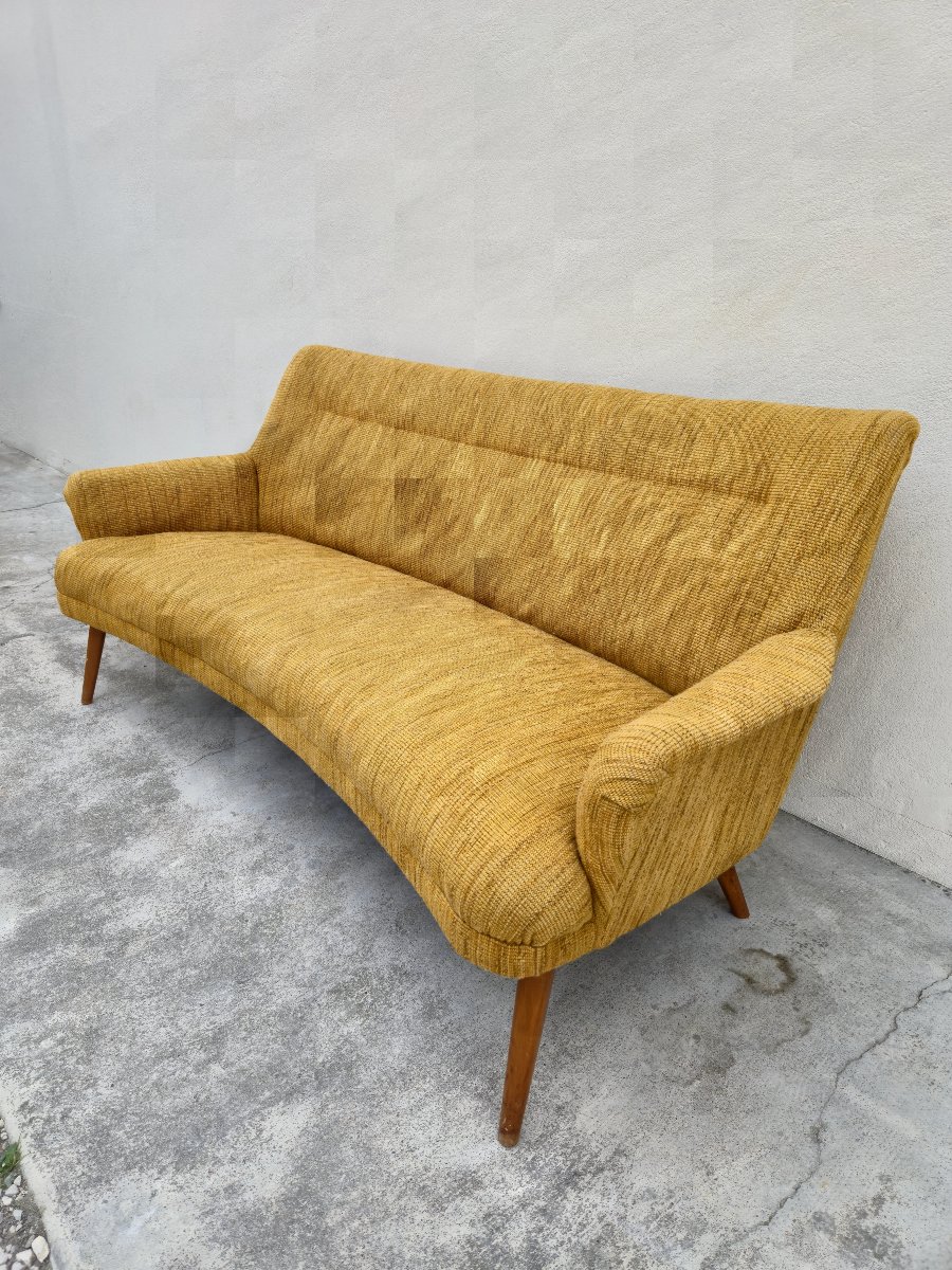 Canapé style scandinave danois vintage 1950s pieds compas -photo-3