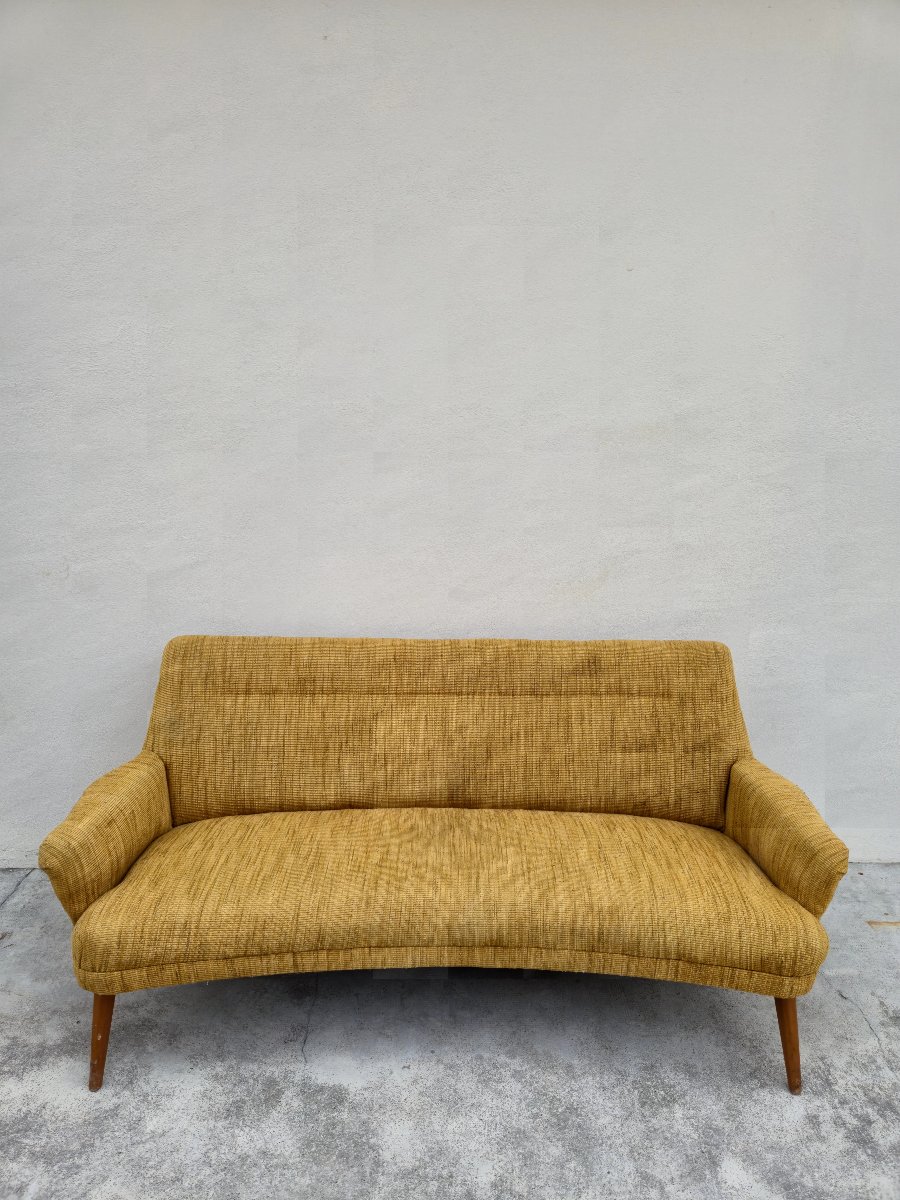 Canapé style scandinave danois vintage 1950s pieds compas -photo-4