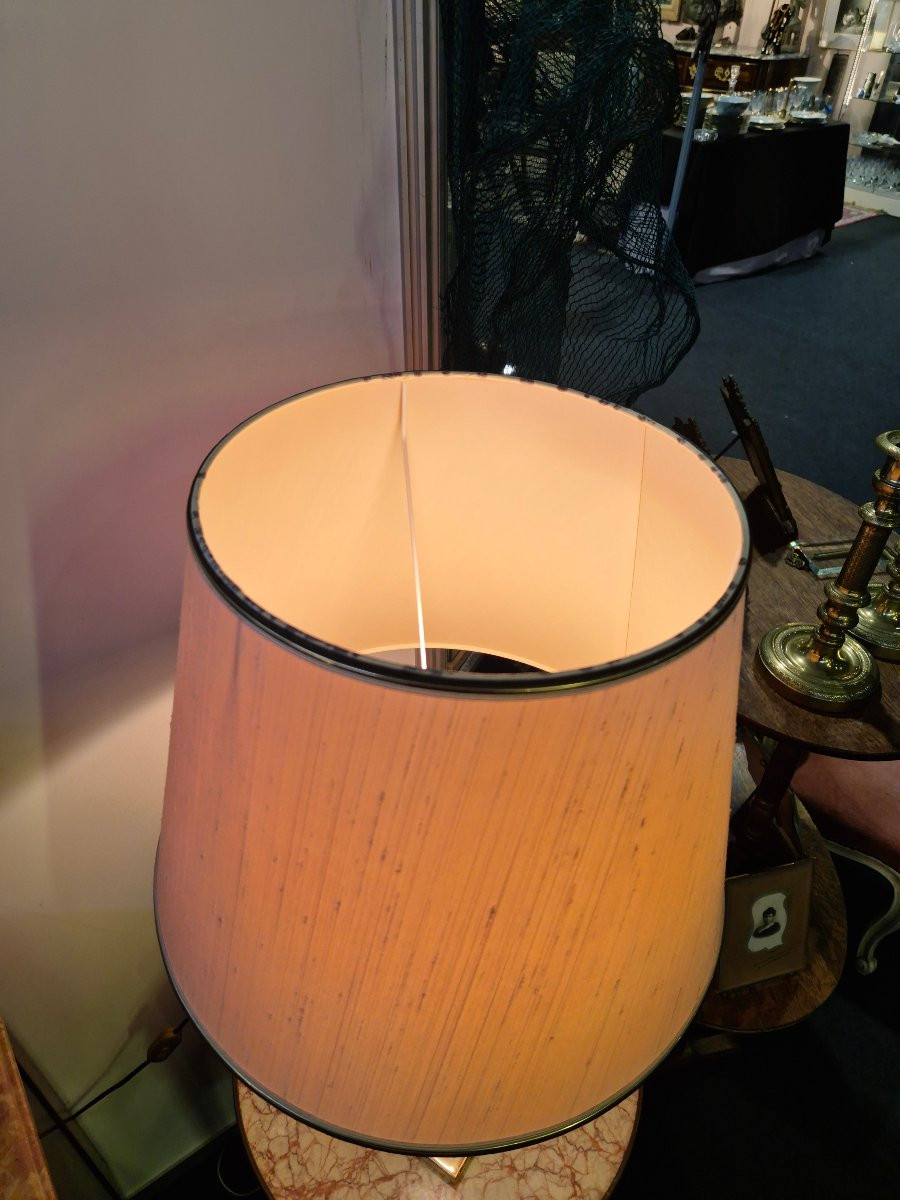 Vintage 1970s Travertine "ostrich Egg" Lamp In Maison Charles Style-photo-3