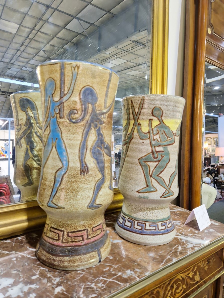 Accolay paire de vases en céramique 1950s-photo-3