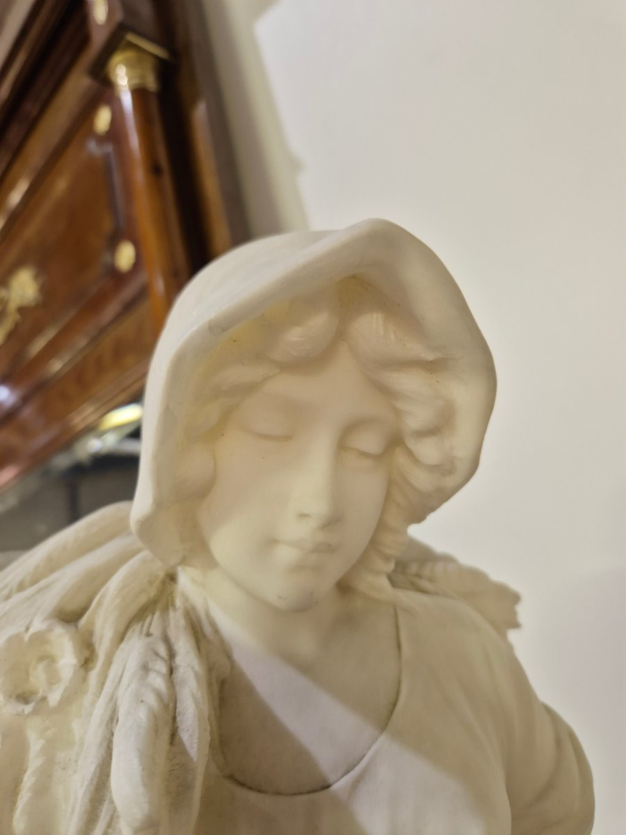 Enrico Brunelleschi Marble Statue, Signed, Circa 1900-photo-2