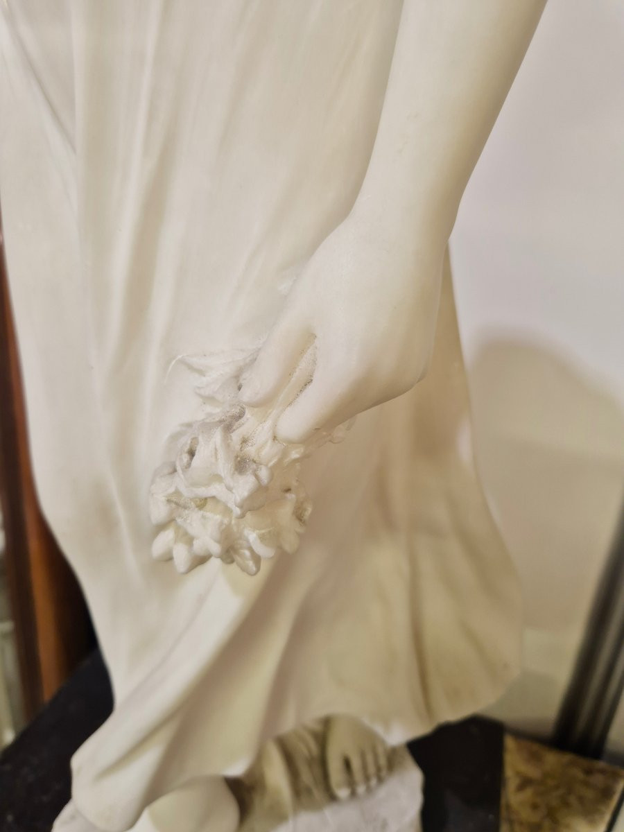 Enrico Brunelleschi Marble Statue, Signed, Circa 1900-photo-7