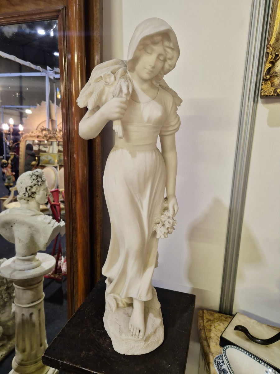 Enrico Brunelleschi Marble Statue, Signed, Circa 1900