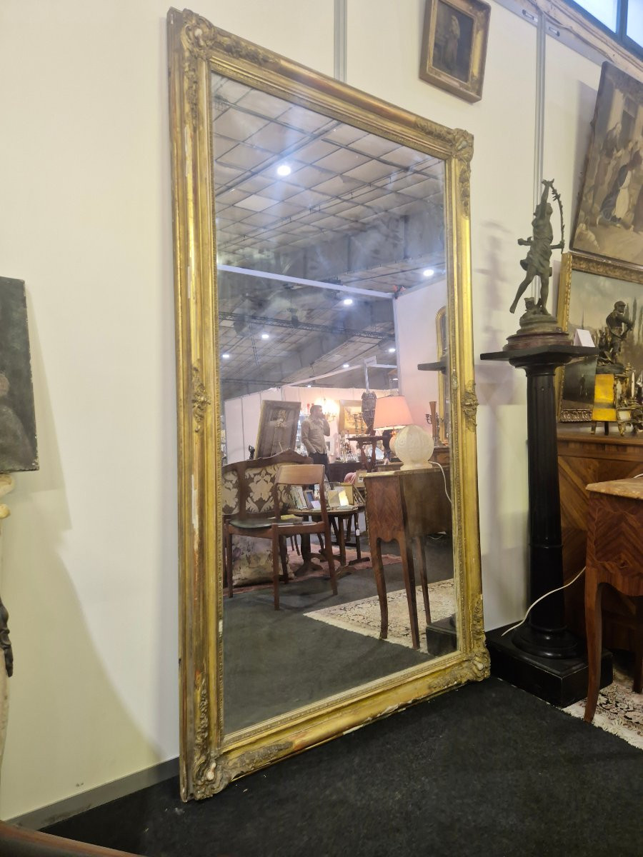 Grand Miroir doré d'époque Restauration début 19éme feuille d'or -photo-2