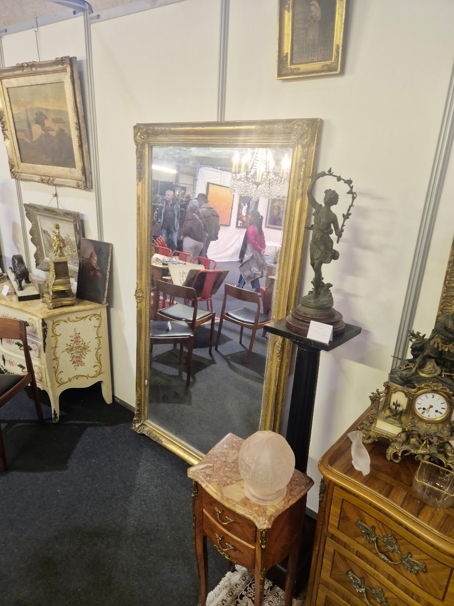 Grand Miroir doré d'époque Restauration début 19éme feuille d'or -photo-3