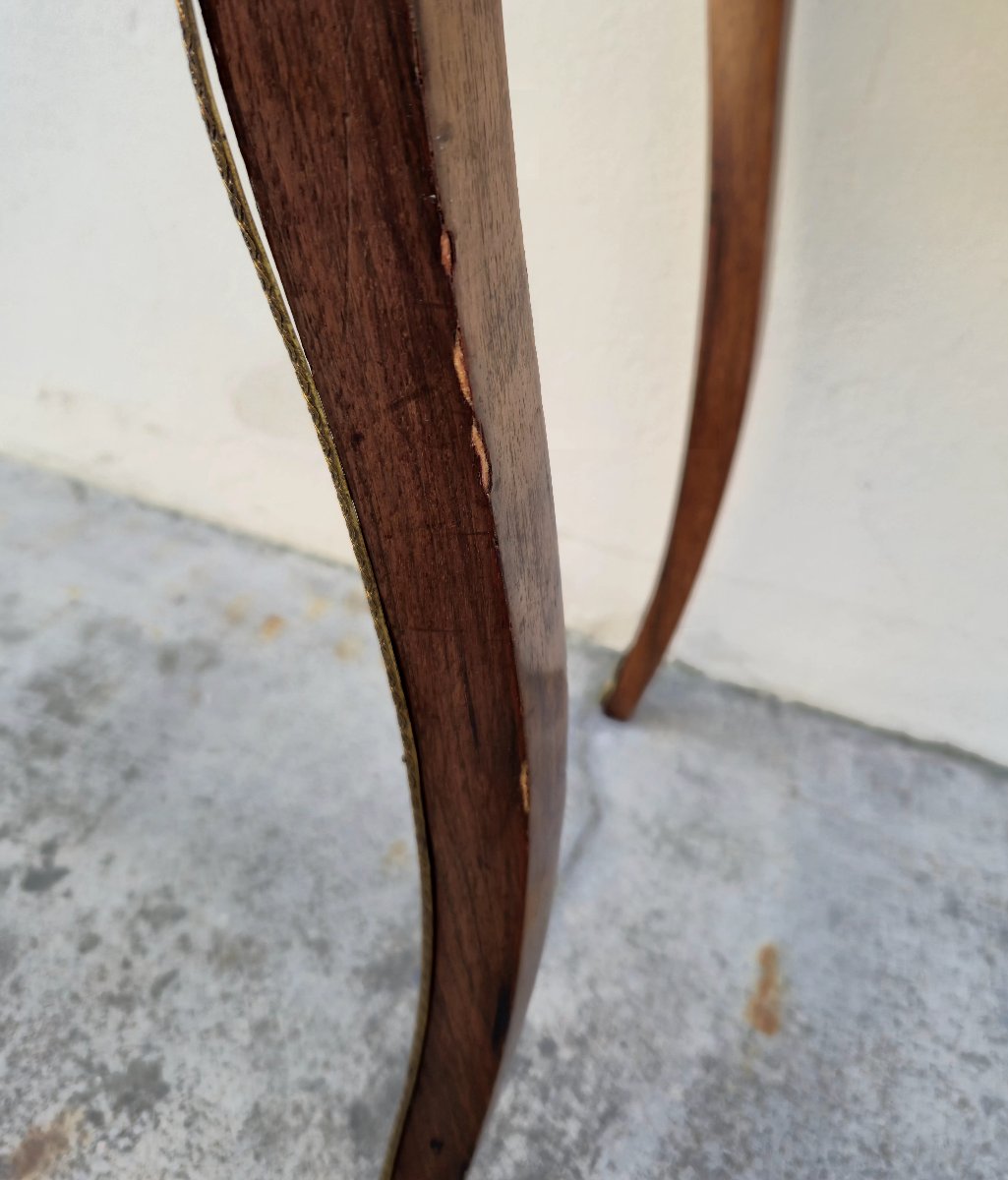 Bureau de Dame secrétaire style Louis XV en marqueterie et bronze -photo-3