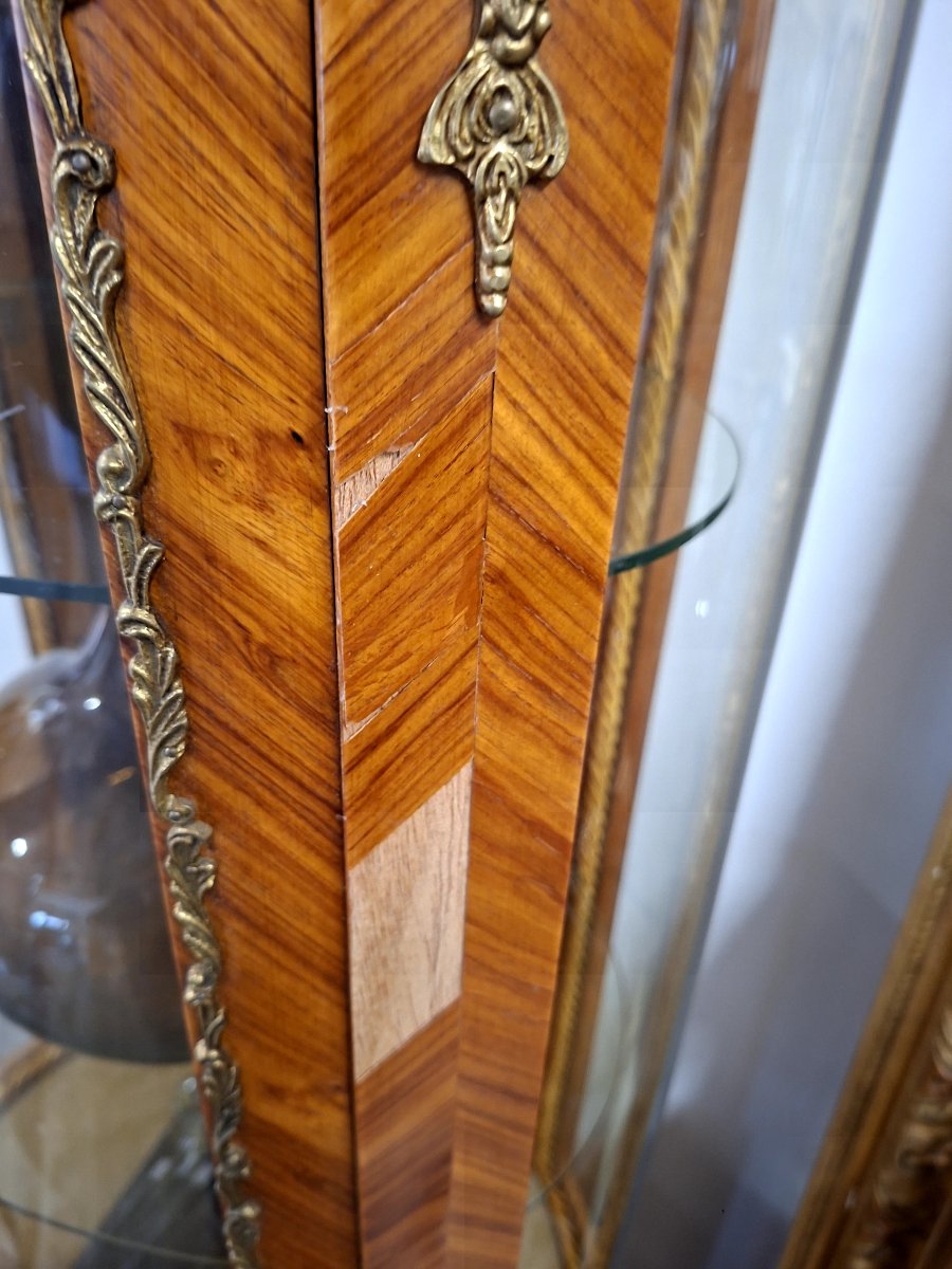 Louis XV Style Display Cabinet In Marquetry And Rosewood -photo-8