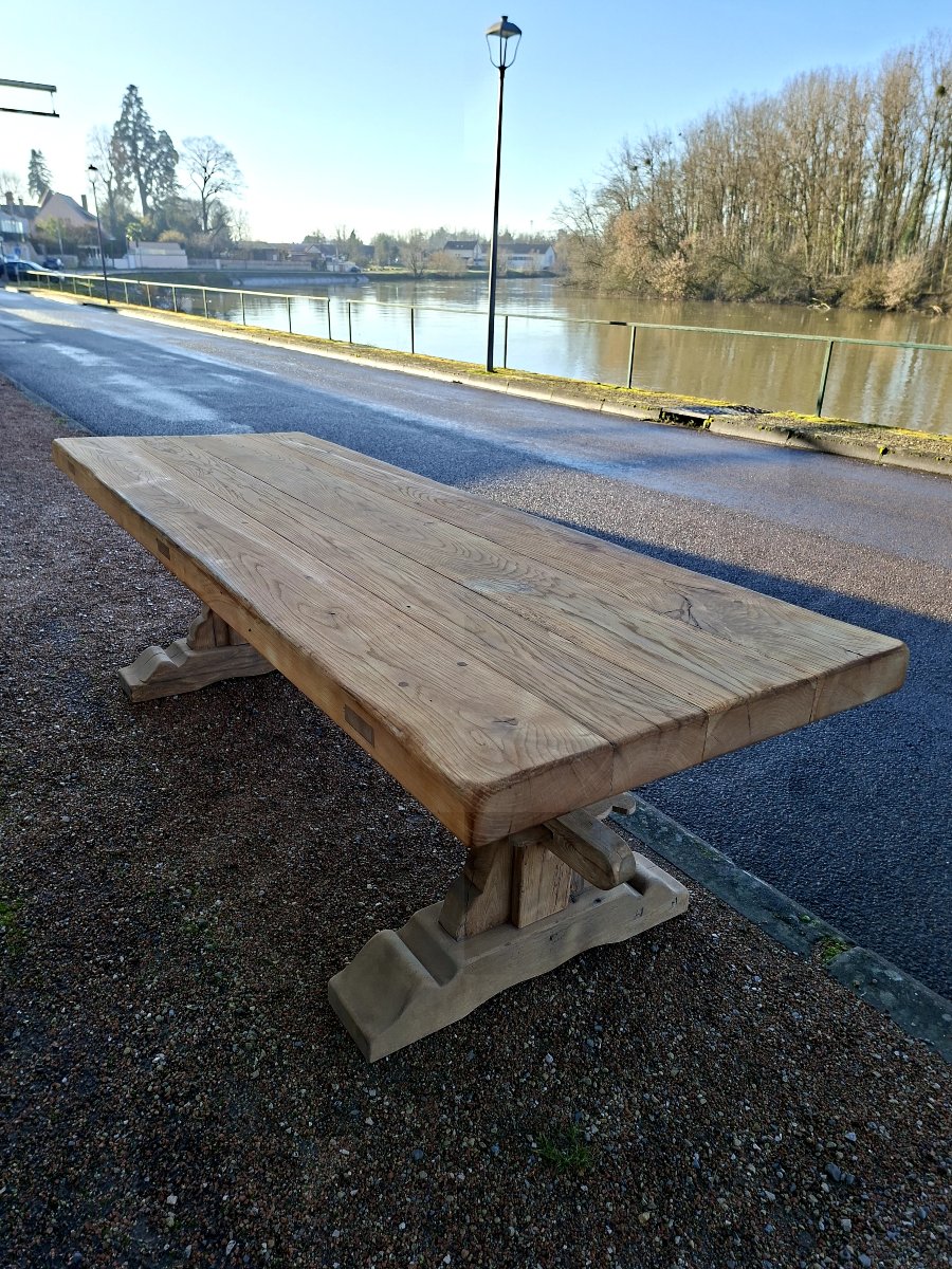 Table de Ferme Monastère en chêne massif entièrement décaper 19éme -photo-2