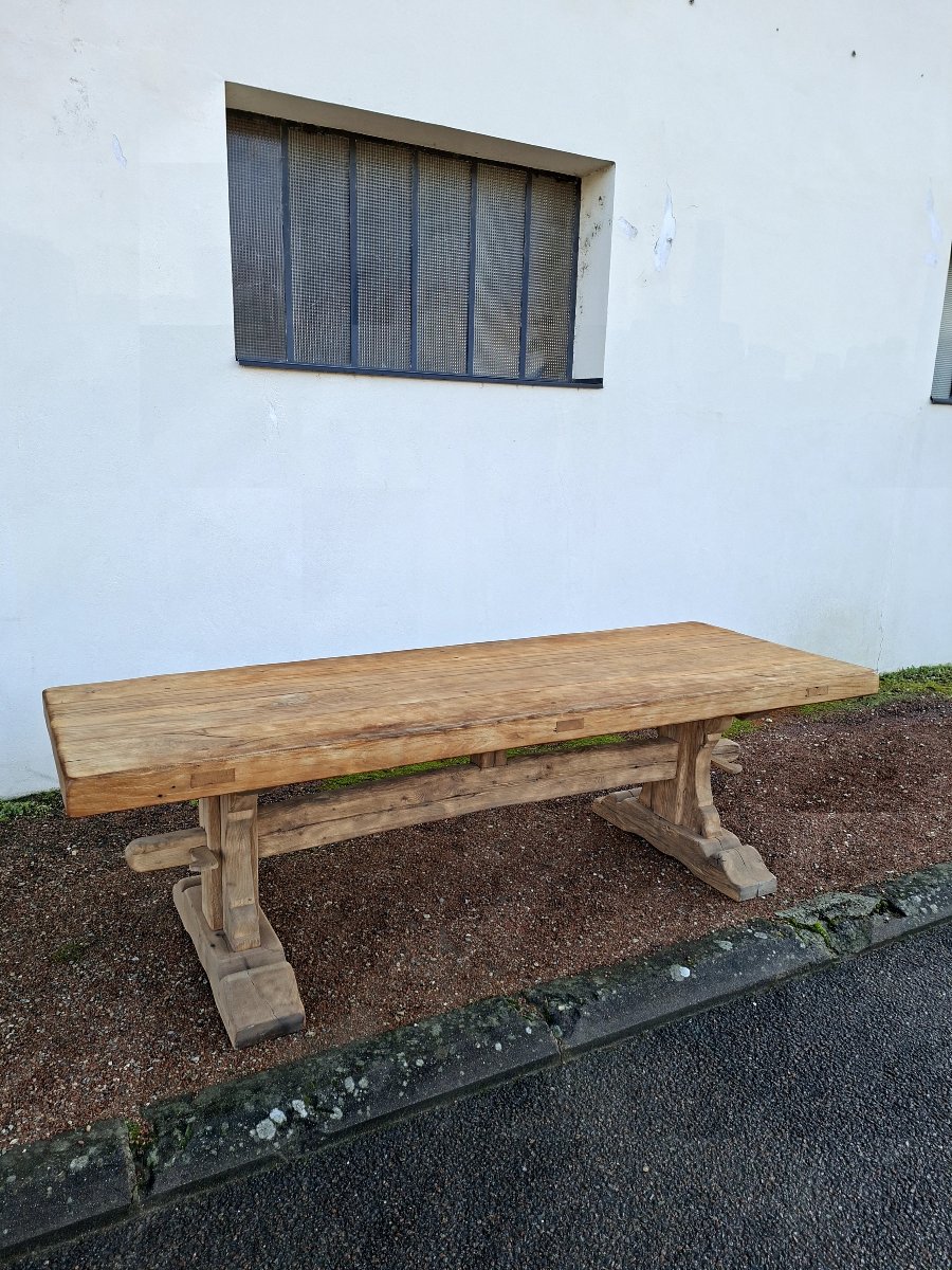 Table de Ferme Monastère en chêne massif entièrement décaper 19éme -photo-4