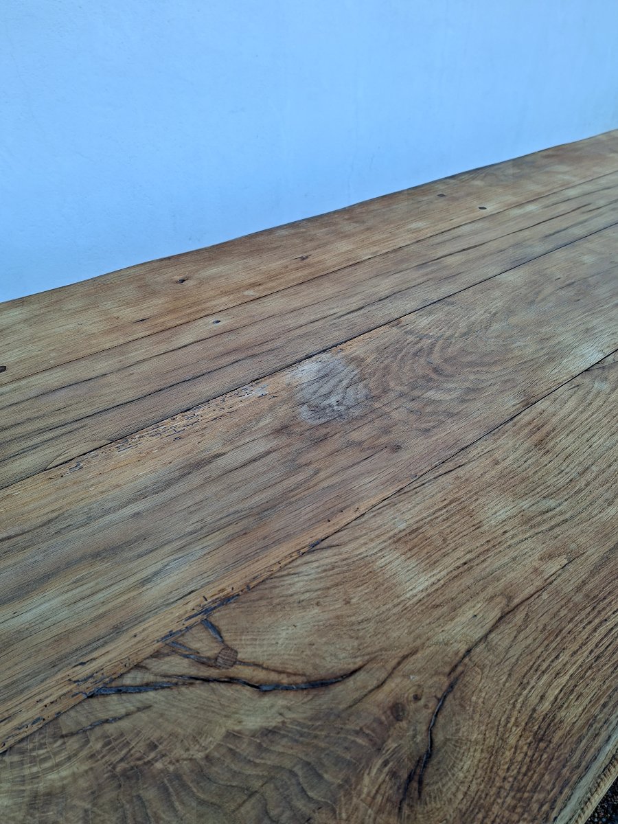 Table de Ferme Monastère en chêne massif entièrement décaper 19éme -photo-2