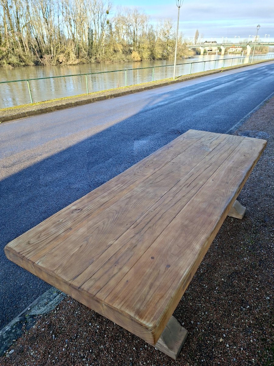 Table de Ferme Monastère en chêne massif entièrement décaper 19éme -photo-4