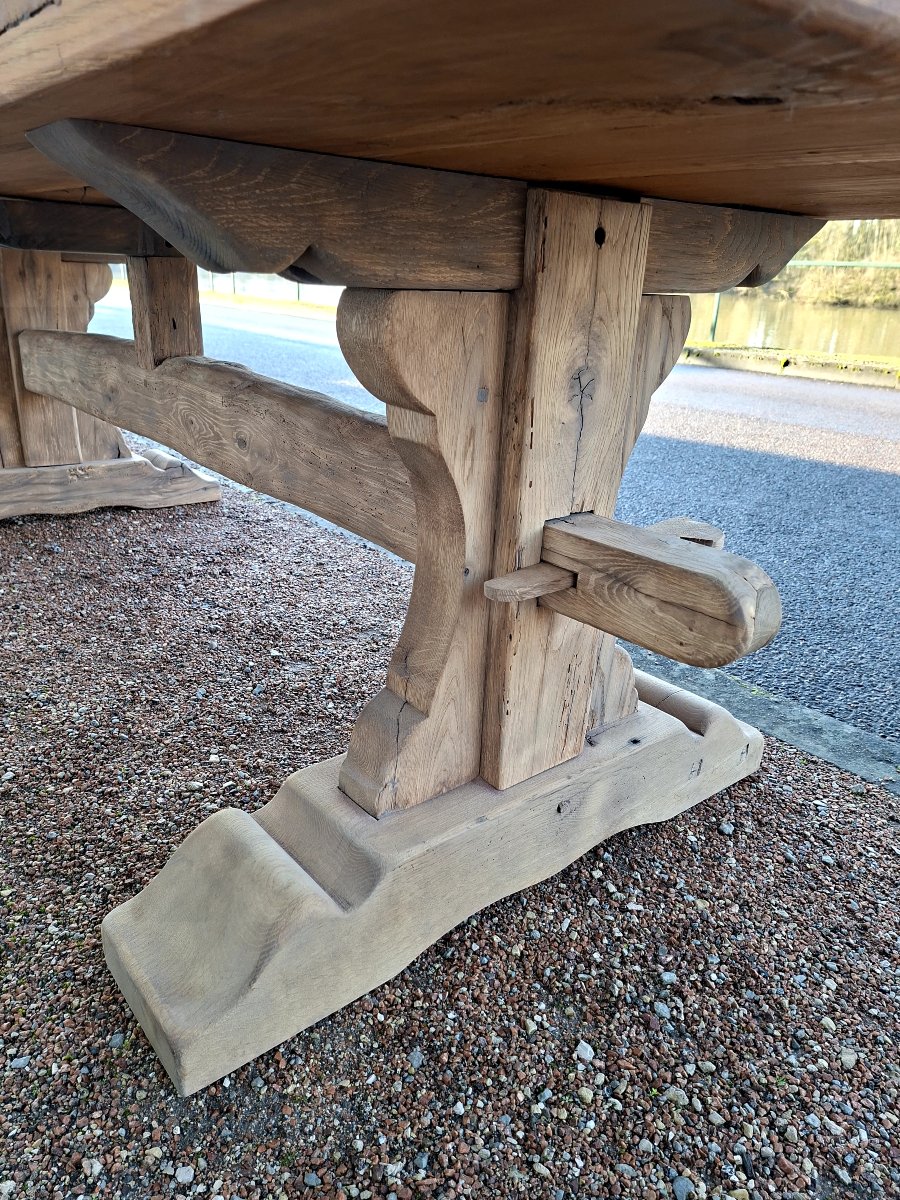 Table de Ferme Monastère en chêne massif entièrement décaper 19éme -photo-6