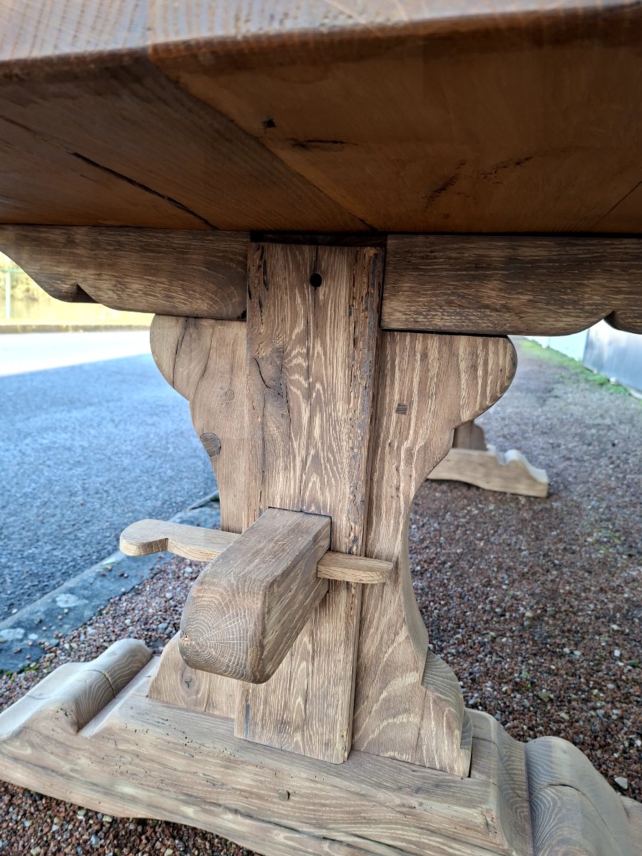 Table de Ferme Monastère en chêne massif entièrement décaper 19éme -photo-7