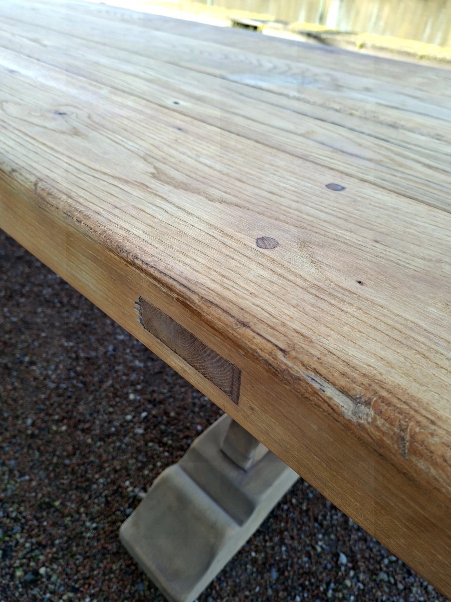 Table de Ferme Monastère en chêne massif entièrement décaper 19éme -photo-8