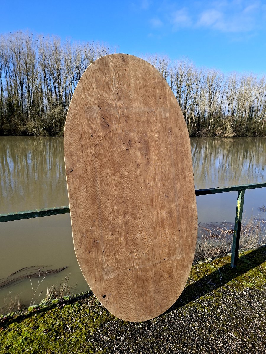 Antique Solid Oak Tabletop From The 19th Century, Stripped -photo-7