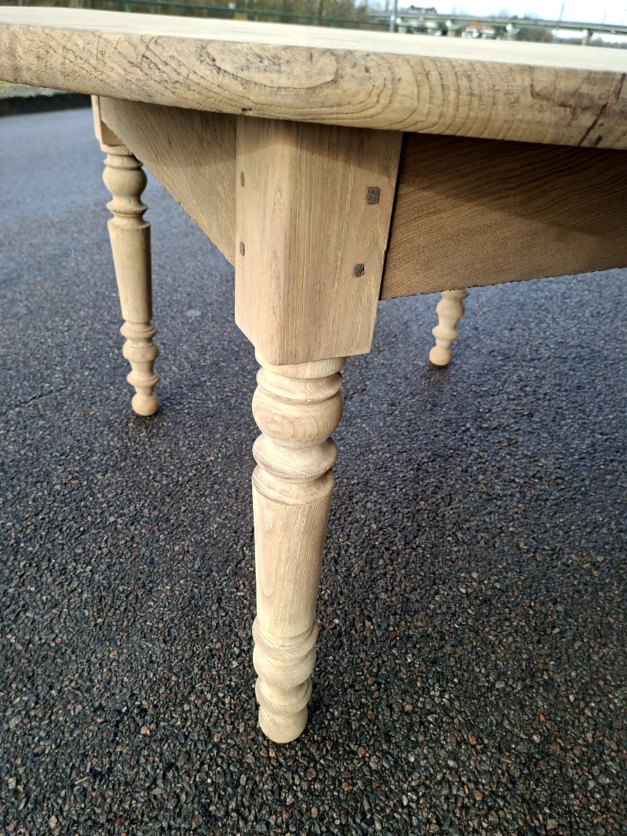 Antique Round Bistro Restaurant Table, 19th Century, Stripped -photo-4