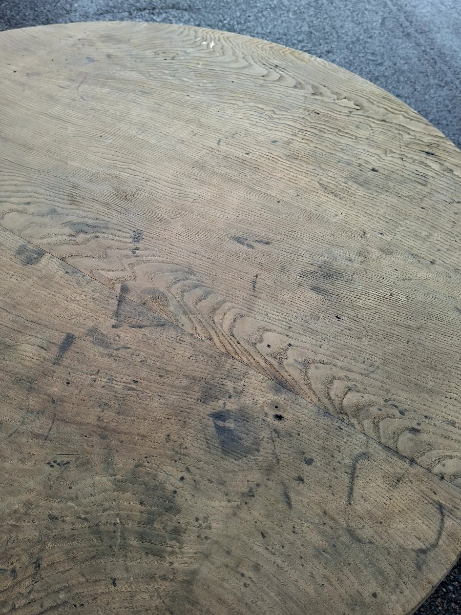 Antique Round Bistro Restaurant Table, 19th Century, Stripped -photo-2