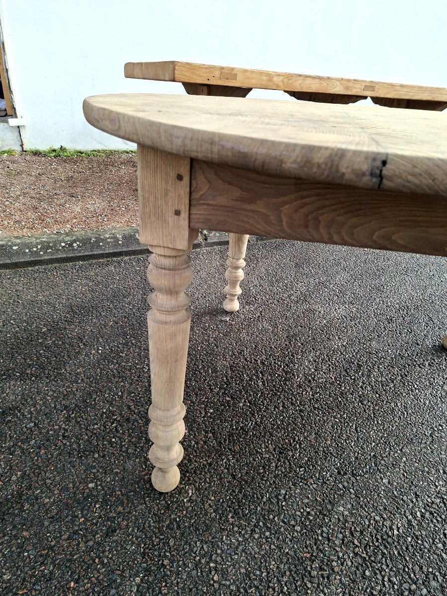 Antique Round Bistro Restaurant Table, 19th Century, Stripped -photo-4