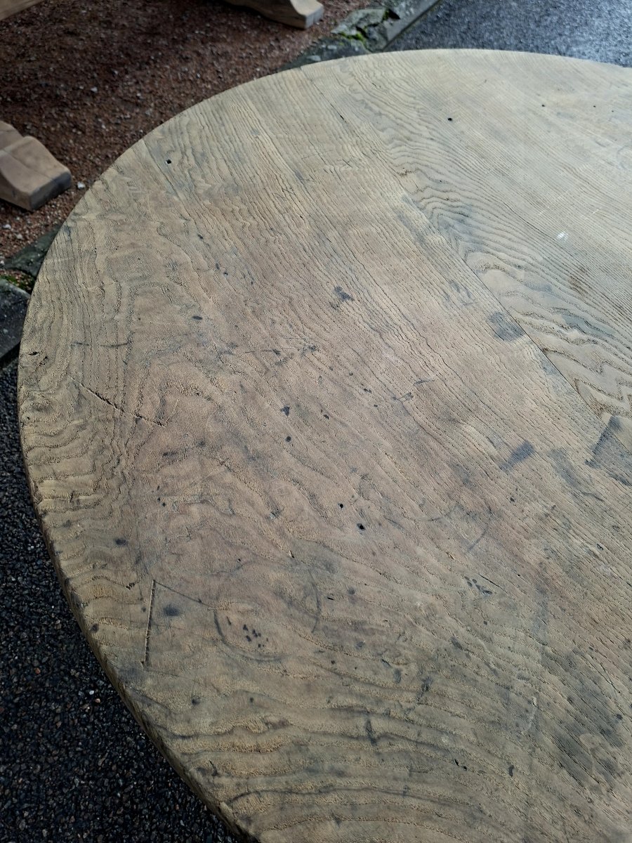 Antique Round Bistro Restaurant Table, 19th Century, Stripped -photo-6