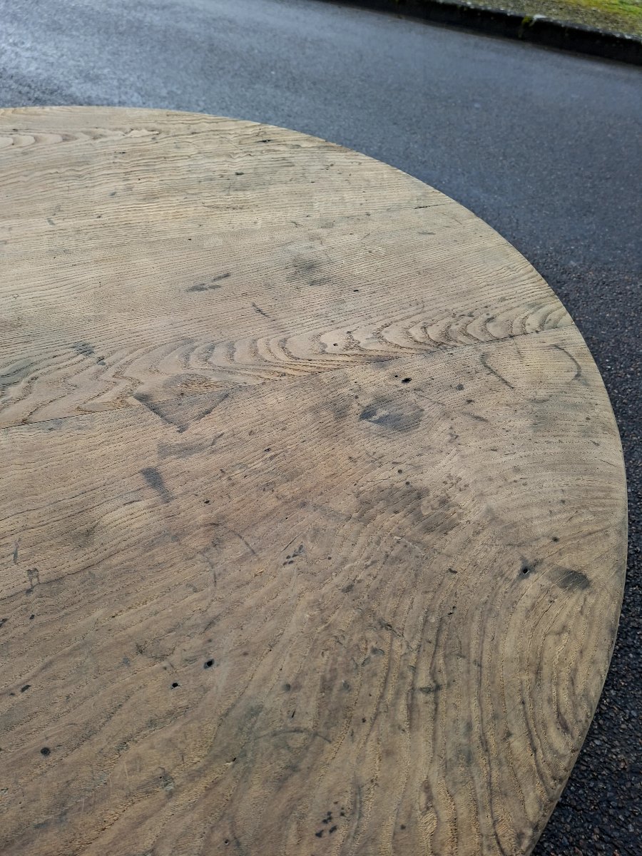 Antique Round Bistro Restaurant Table, 19th Century, Stripped -photo-7