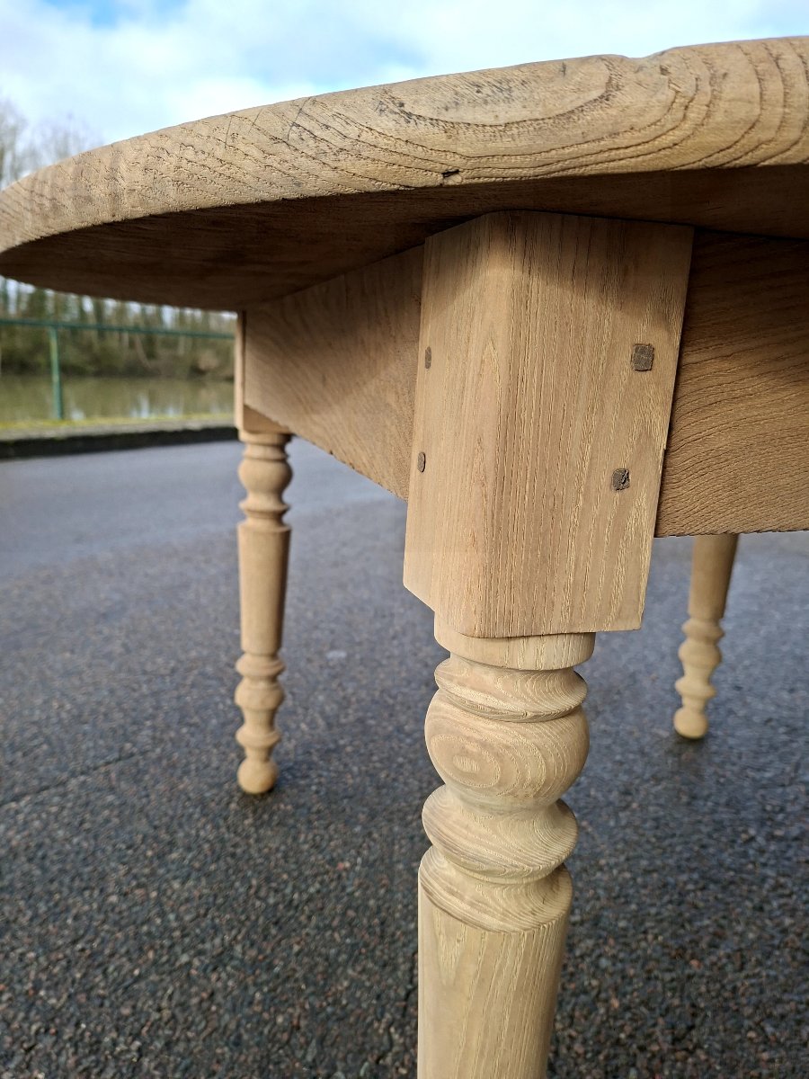 Antique Round Bistro Restaurant Table, 19th Century, Stripped -photo-8