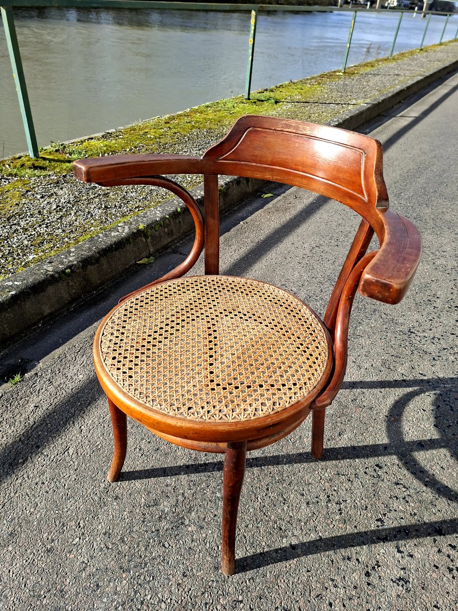Thonet Armchair With Original Caning, Vintage 1930s Art Deco -photo-2