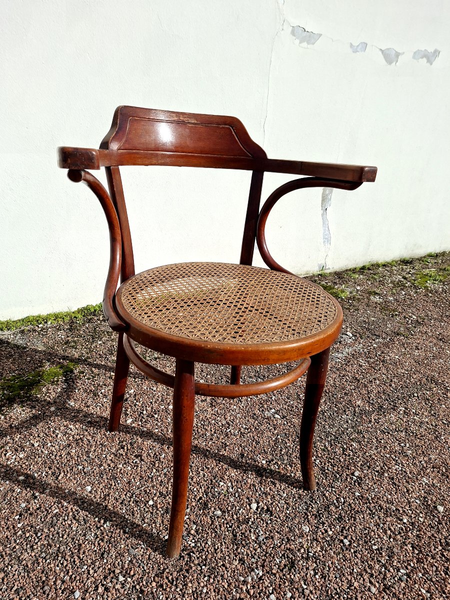 Thonet Armchair With Original Caning, Vintage 1930s Art Deco -photo-3