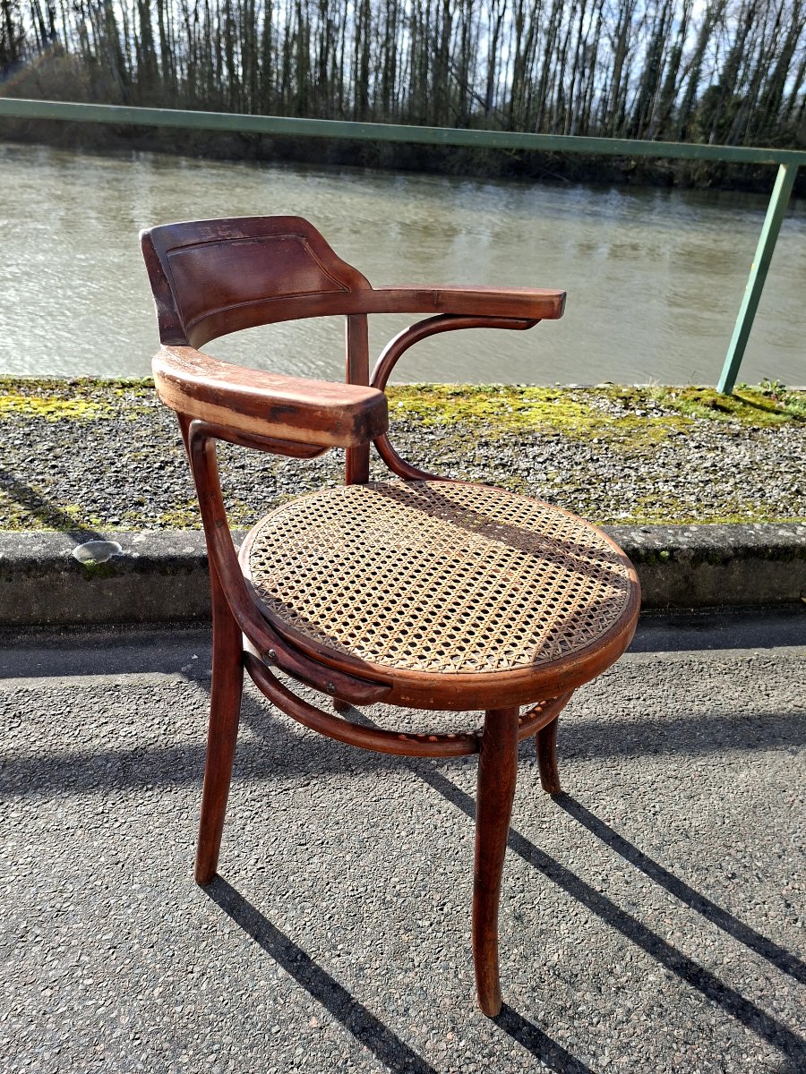 Thonet Armchair With Original Caning, Vintage 1930s Art Deco -photo-4