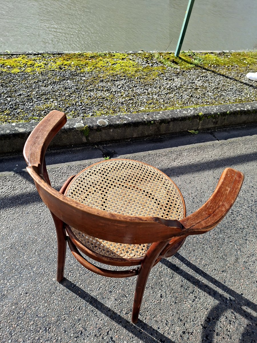 Thonet Armchair With Original Caning, Vintage 1930s Art Deco -photo-2