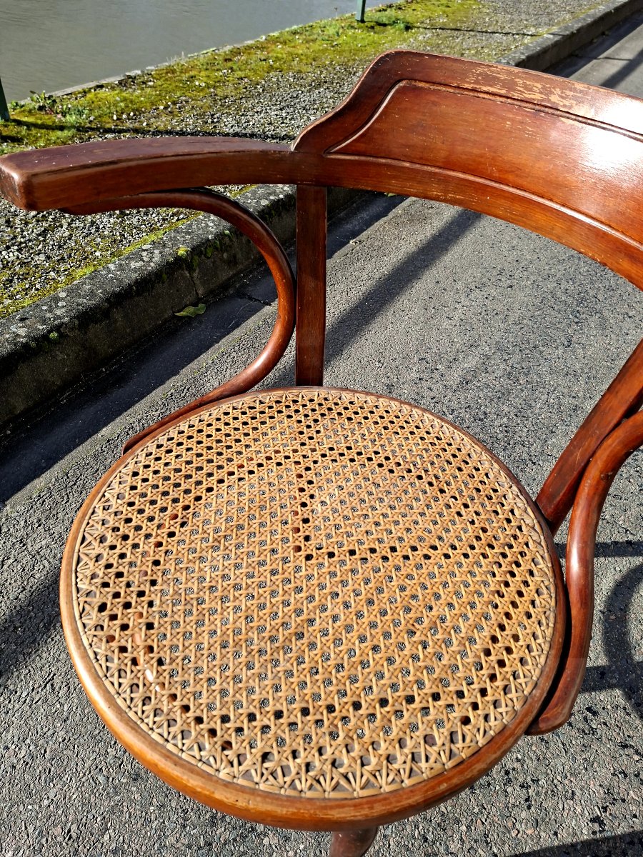 Thonet Armchair With Original Caning, Vintage 1930s Art Deco -photo-5