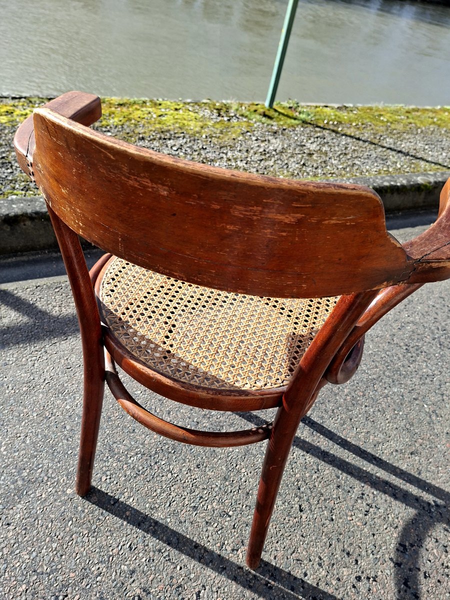 Thonet Armchair With Original Caning, Vintage 1930s Art Deco -photo-6