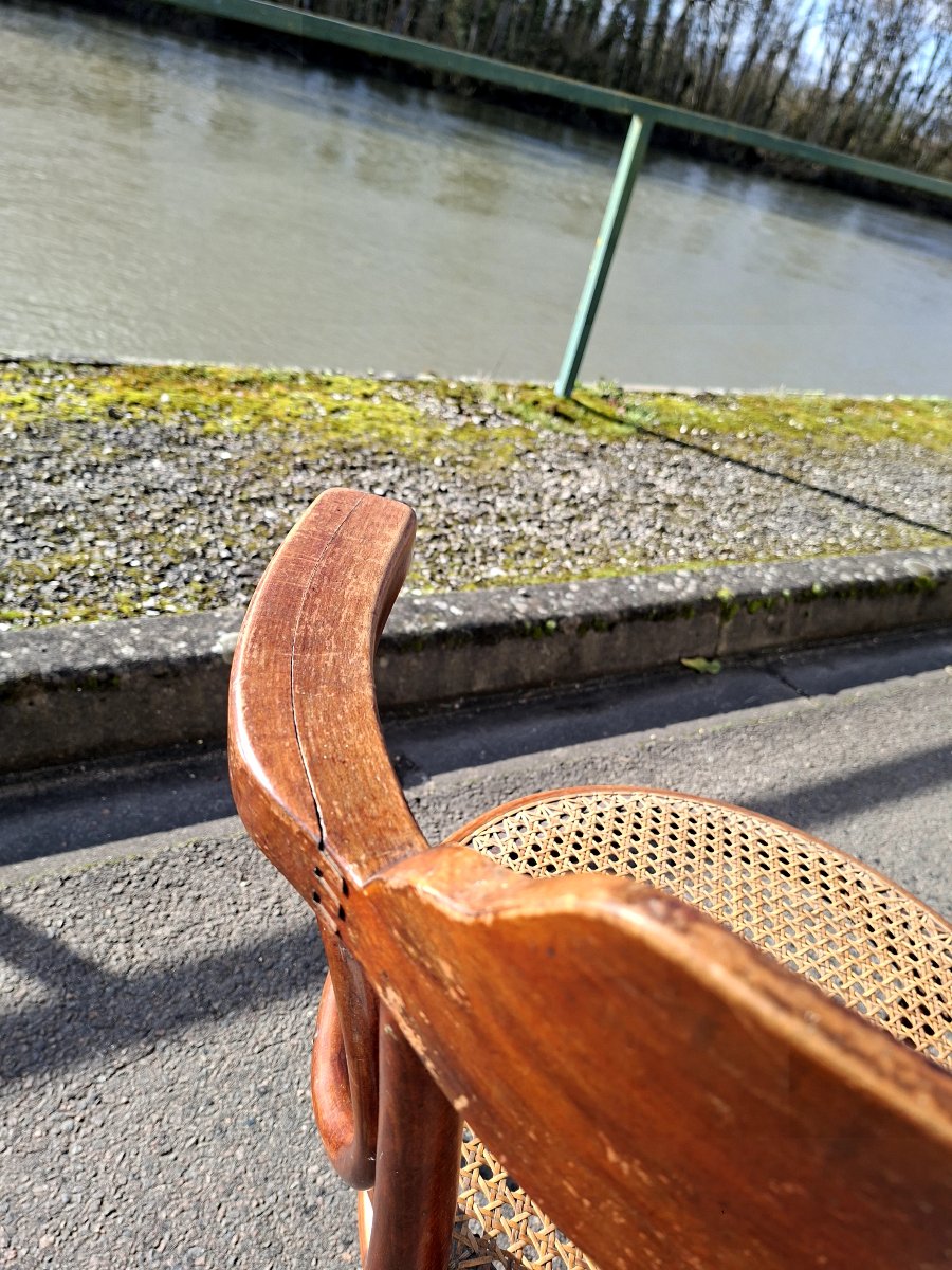 Thonet Armchair With Original Caning, Vintage 1930s Art Deco -photo-7
