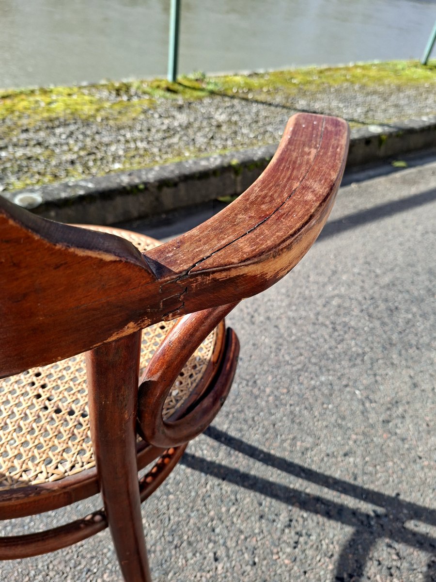 Thonet Armchair With Original Caning, Vintage 1930s Art Deco -photo-8