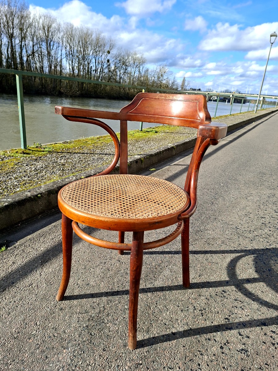 Thonet Armchair With Original Caning, Vintage 1930s Art Deco 