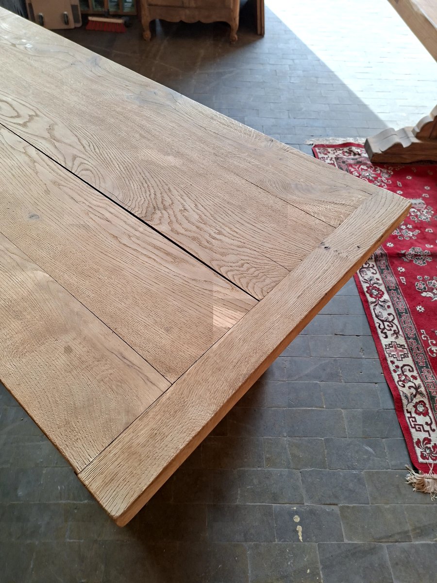 Table de Ferme Monastère en chêne massif entièrement décaper Époque 1900-photo-4