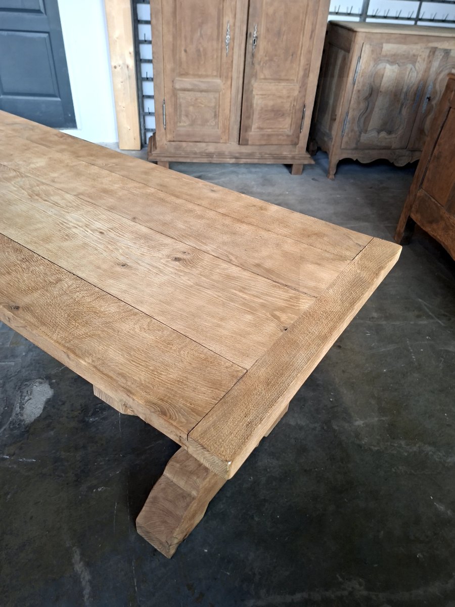 Table de Ferme Monastère en chêne massif entièrement décaper Époque 1900-photo-5