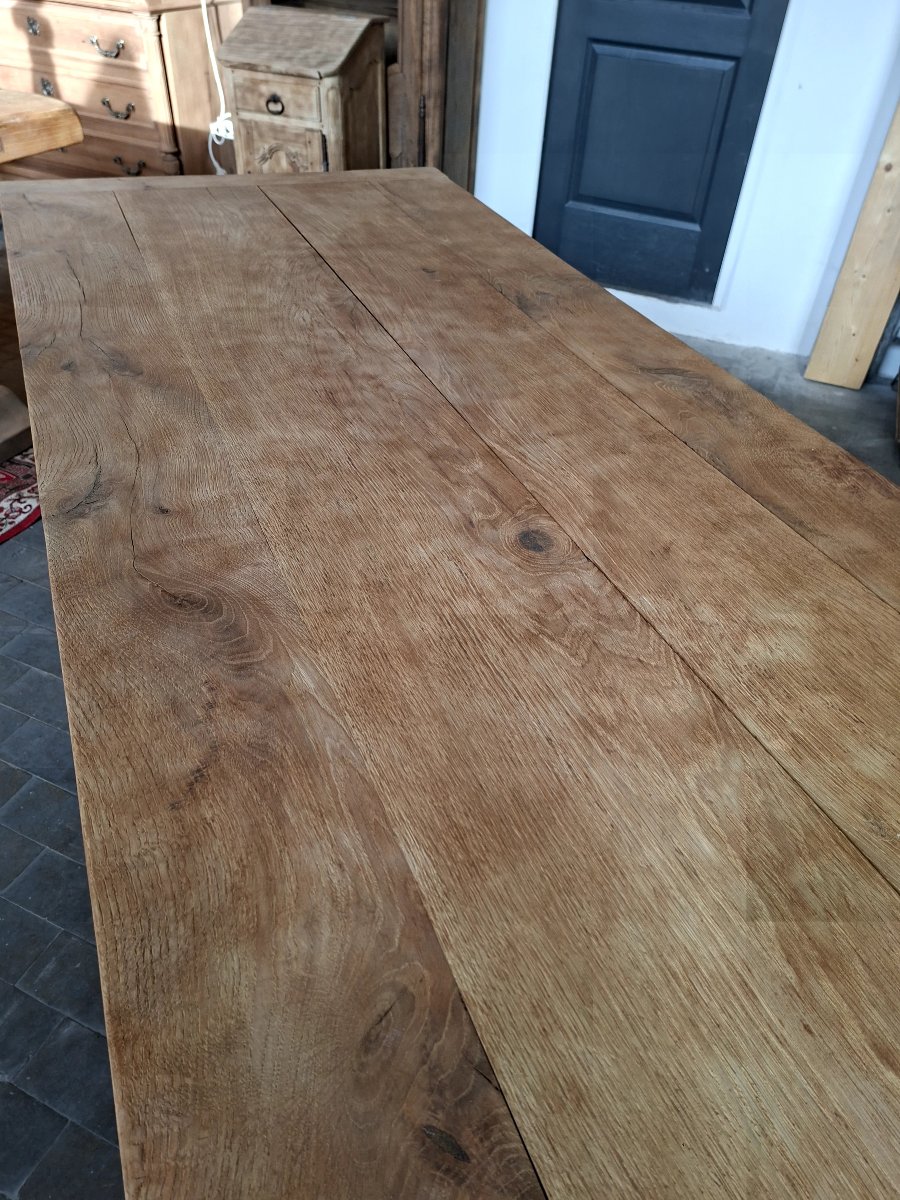 Table de Ferme Monastère en chêne massif entièrement décaper Époque 1900-photo-6