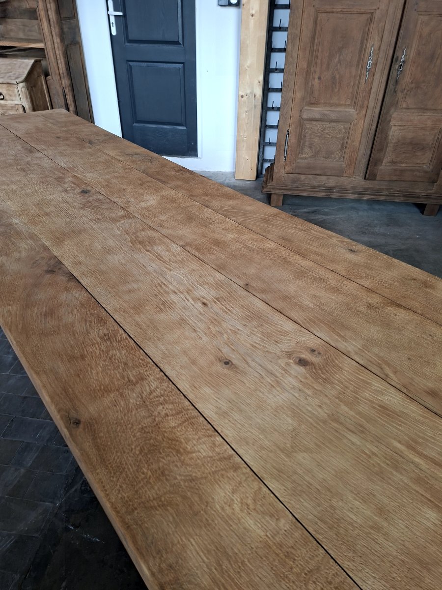 Table de Ferme Monastère en chêne massif entièrement décaper Époque 1900-photo-7