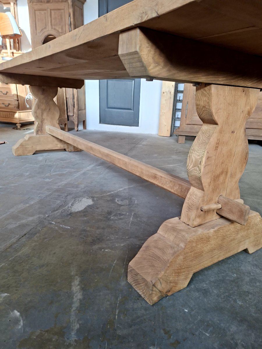 Table de Ferme Monastère en chêne massif entièrement décaper Époque 1900-photo-8