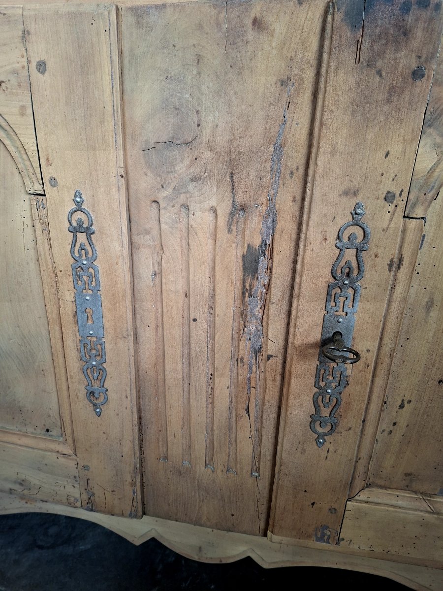 Bahut buffet style Louis XV en chêne et noyer massif 19éme décaper -photo-2