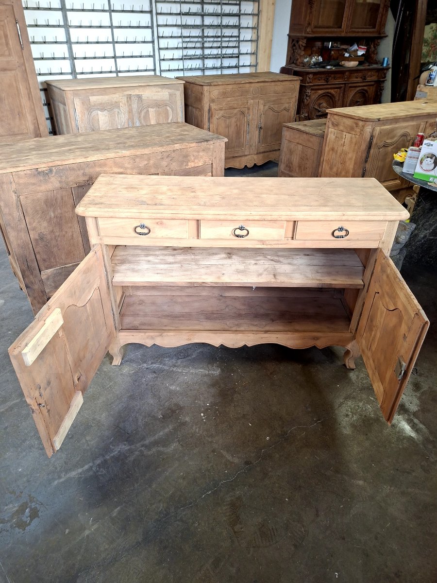 Bahut buffet style Louis XV en chêne et noyer massif 19éme décaper -photo-3