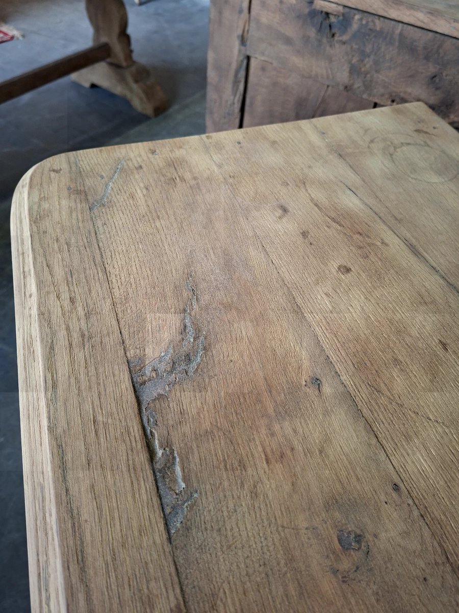 Bahut buffet style Louis XV en chêne et noyer massif 19éme décaper -photo-6