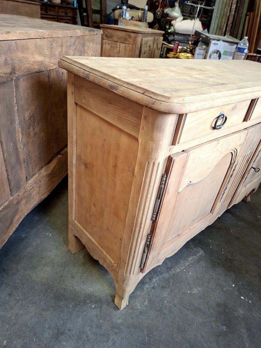Bahut buffet style Louis XV en chêne et noyer massif 19éme décaper -photo-7