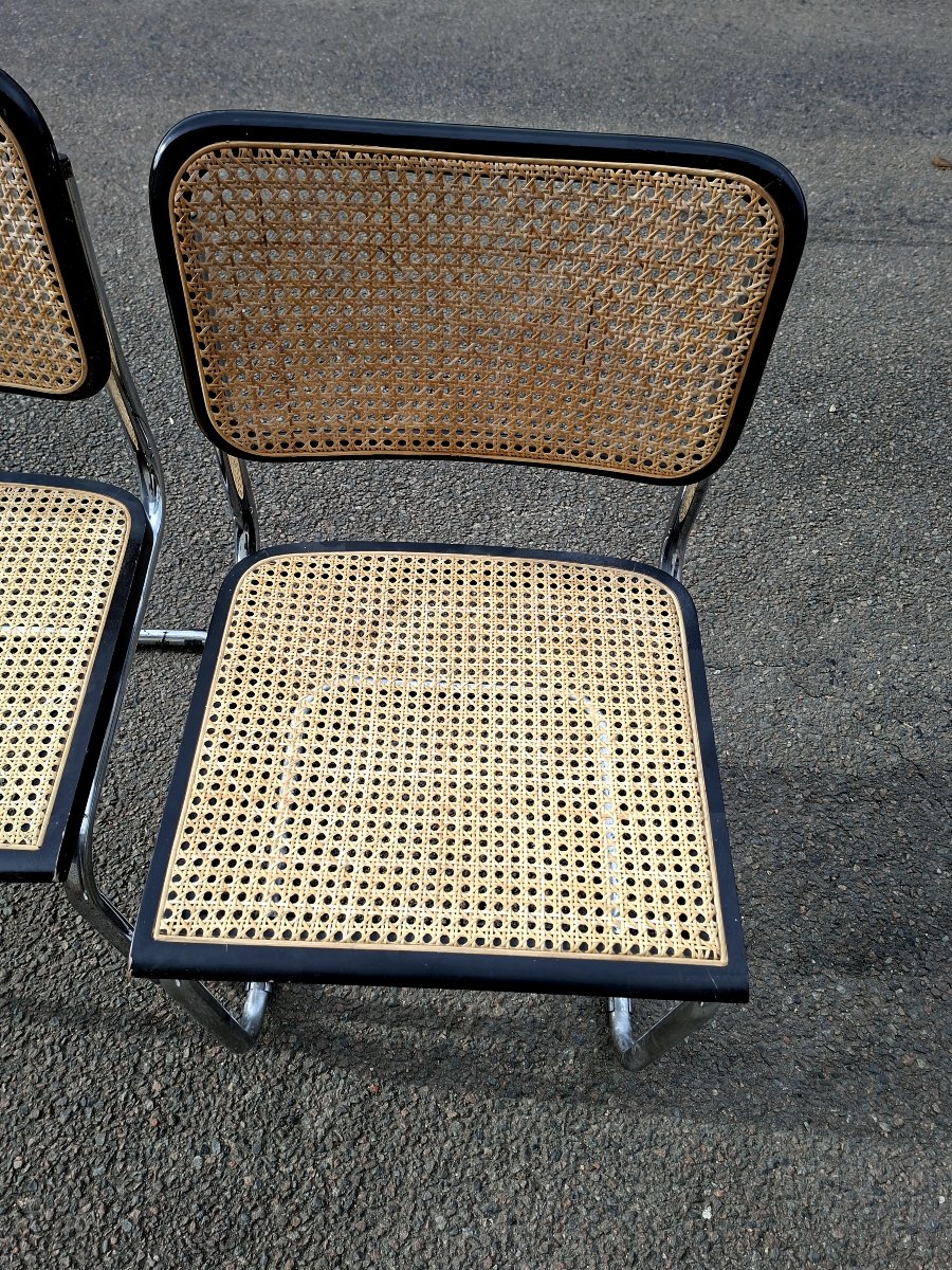 Pair Of Marcel Breuer B32 Model Cane Chairs, Made In Italy -photo-5