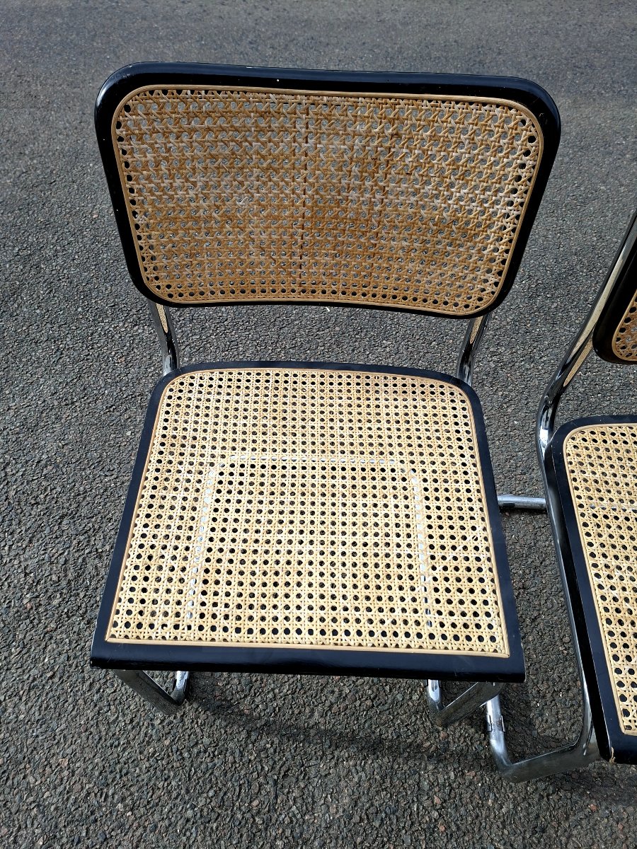 Pair Of Marcel Breuer B32 Model Cane Chairs, Made In Italy -photo-7