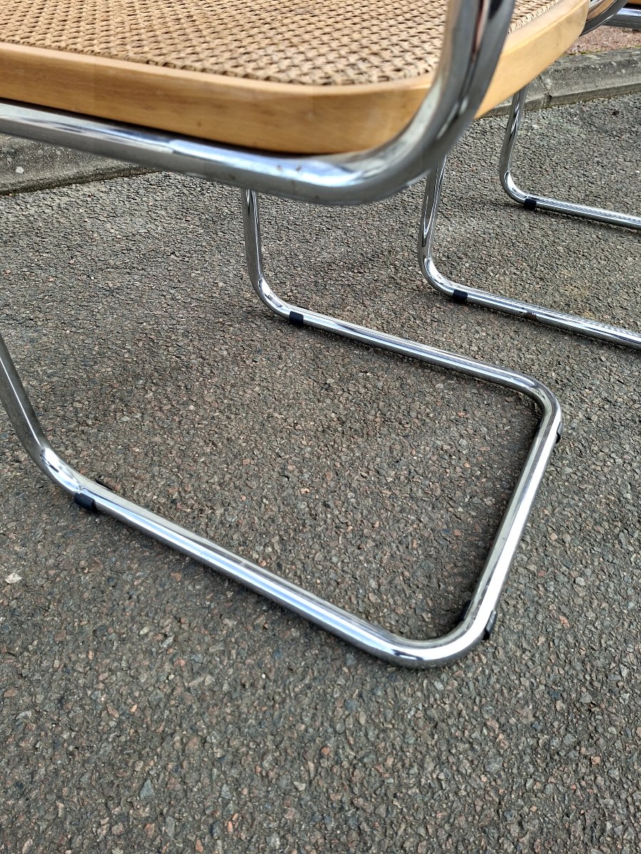 Paire de chaises de Marcel Breuer modèle B32 en cannage Made in italy -photo-1